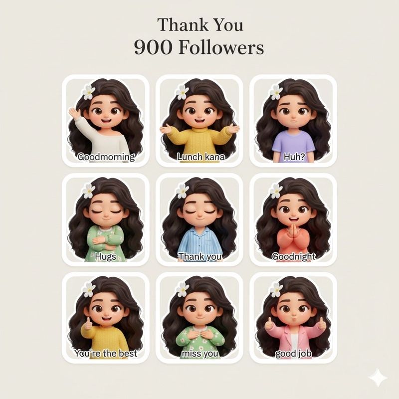 Cheerful 3D Cartoon Girl Sticker