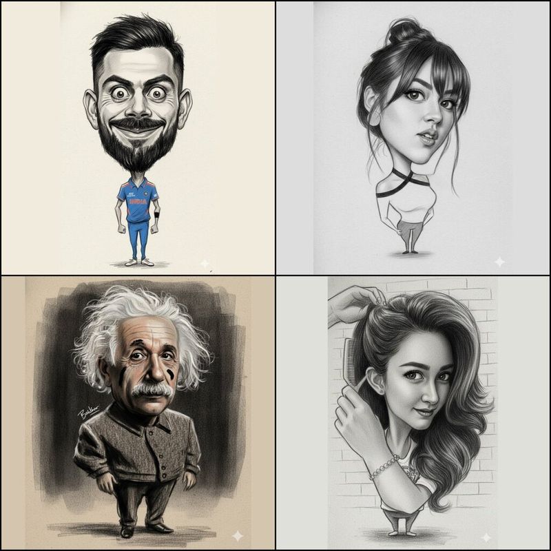 Big-head comics in pencil style